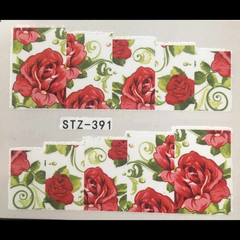 3/$12 Nail Art Waterslide Tattoo Artistic Red Rose